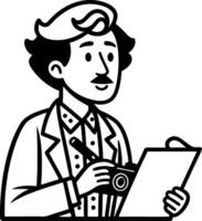 Illustration of a Creative grapher with Camera and Notepad for Design Projects vector