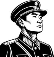 Bold Monochrome Illustration of a Military Officer in Uniform for Graphic Design Projects vector
