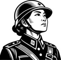 Female Soldier Portrait in Military Uniform Art for Educational and Creative Projects vector