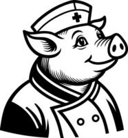 Smiling Pig Doctor Character Illustration for Whimsical Designs and Creative Projects vector