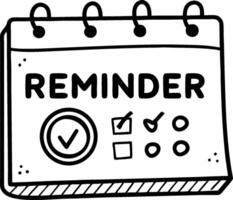 Reminder Calendar Page with Checkboxes for Task Management and Organization vector