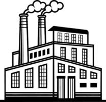Industrial Factory with Tall Smoke Stacks and Distinctive Architectural Features vector