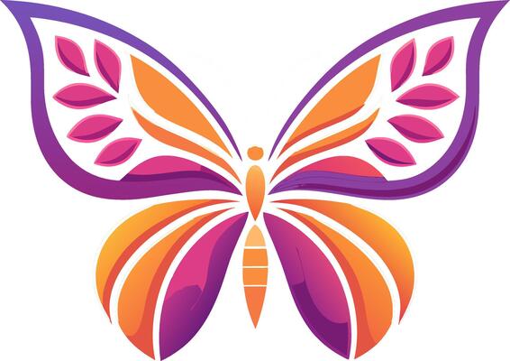 Vibrant Butterfly Illustration with Colorful Wings for Tattoo Designs and Art Projects