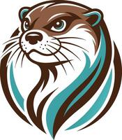 Otter Head Illustration with Flowing Lines Ideal for Tattoo Design and Branding vector