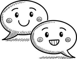 Cute Smiling Speech Bubbles Perfect for Conversation Themes and Coloring Activities vector