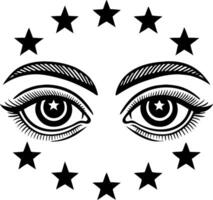 Intricate Eye Design with Stars for Unique Tattoo and Art Projects vector