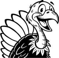 Happy Cartoon Turkey Character Ideal for Coloring Pages or Fun Illustrations vector