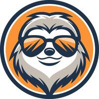 Cool Sloth Character with Sunglasses in Vibrant Round Design for Casual Merchandise vector