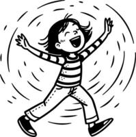 Joyful Child Running in Spirals Illustrative for Fun Designs and Coloring Activities vector