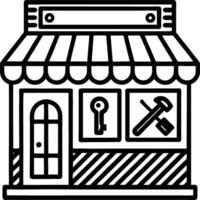 Charming Key and Tool Shopfront Illustration for Home Repair and DIY Projects vector