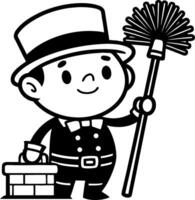 Charming Vintage Chimney Sweep Character Holding Brush and Toolbox Ideal for Childrens Art Projects vector
