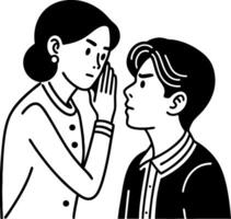 Whispering Conversation Between Two Characters Emotional Interaction Illustration vector
