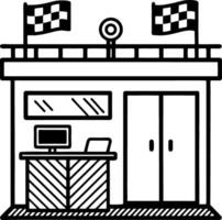 Race Control Building with Checkered Flags and Office Design for Racing Theme Projects vector