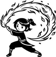 Dynamic Firebender Character Manipulating Flames for Creative Projects and Illustrations vector