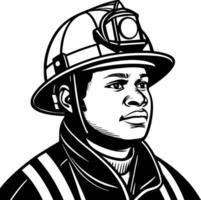 Bold Firefighter Portrait in Style Perfect for Tattoo Design and Graphic Projects vector