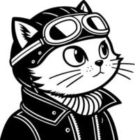 Adventurous Cat in Aviator Gear Portrait for Kids Coloring Book and Fun Artistic Projects vector