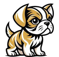 Cute Cartoon Bulldog Puppy Mascot with Playful Expression for Kids Illustration and Merchandise vector