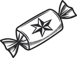 Decorative Candy Wrapper with Star Design in Vintage Style for Crafts and Illustrations vector