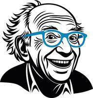 Cheerful Elderly Man with Glasses Smiling Illustration for Creative Projects vector