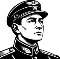 Bold Vintage Soldier Portrait in Military Uniform for Tattoo Design and Graphic Projects vector
