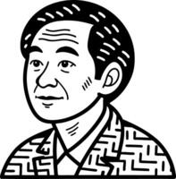 Detailed Illustration of a Thoughtful Person with Intricate Clothing Patterns for Unique Designs vector