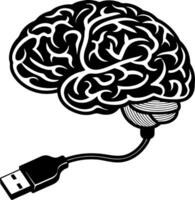 Creative Brain Design with USB Connection Ideal for Technology and Education Themes vector