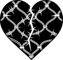 Broken Heart with Barbed Wire Design for Tattoo and Graphic Art Inspiration vector