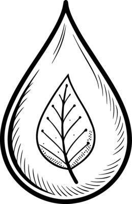Leaf Inside Water Drop Nature Inspired Illustration for Eco-Friendly Designs and Decorations