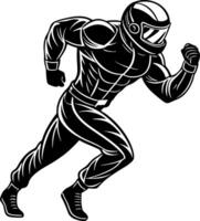 Dynamic Racing Figure in Stylish Helmet Running Design for Sports Branding and Merchandise vector