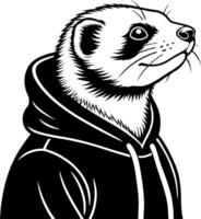 Stylized Ferret Wearing Hoodie Illustration Perfect for Tattoo Design and Coloring Pages vector