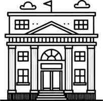 Classic Architectural Building with Columns and Flag for Educational Uses and Decor vector