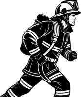 Dynamic Firefighter Running Silhouette for Emergency Services Illustrations and Designs vector