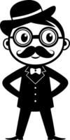 Vintage Cartoon Gentleman Character with Hat Mustache and Bowtie for Fun Designs and Crafts vector