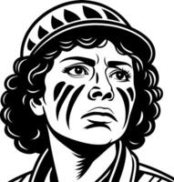 Bold Determined Warrior Character with Battle Paint and Unique Headgear for Creative Designs vector