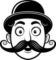 Whimsical Mustachioed Man in Bowler Hat Cartoon Character for Fun Art and Design Projects vector