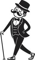 Stylish Gentleman in Tuxedo with Bowtie and Top Hat Character Illustration vector