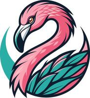 Elegant Pink Flamingo with Tropical Leaves for Creative Designs and Art Projects vector