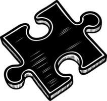 Black and White Hand Drawn Puzzle Piece Illustration for Creative Projects and Designs vector
