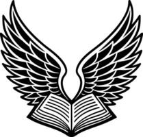 Wings Embracing Open Book Symbolizing Knowledge Freedom and Imagination vector