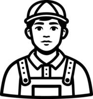 Young Male Worker in Cap and Overalls Illustration for Craft Projects and Design vector