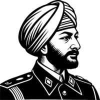 Portrait of a Sergeant in Military Uniform with Turban for Cultural and Historical Illustrations vector