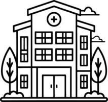Illustration of a Modern Hospital Building with Trees and Clouds for Health Related Designs vector