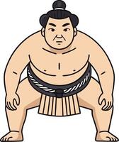 Sumo Wrestler Strength Pose Art Ideal for Sports Themes and Creative Projects vector