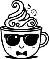 Cute Cartoon Cup with Sunglasses and Swirled Cream for Fun Design Projects vector