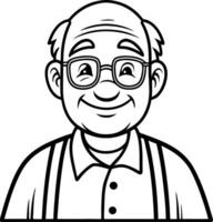 Cheerful Elderly Man Character Design for Coloring Book and Educational Materials vector