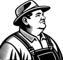 Vintage Farmer Illustration with Hat for Retro Design Projects and Print Media vector