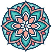 Colorful Mandala Flower Design with Intricate Patterns for Meditation and Relaxation vector