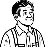 Smiling Older Man Portrait in Simple Line Art Style for Personal Projects and Illustrations vector