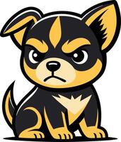 Angry Cartoon Chihuahua With Bold Colors and Sharp Features Perfect for Tattoo or Sticker Design vector