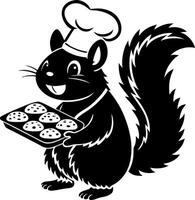 Chef Squirrel Holding Tray of Cookies Charming Illustration for Baking Projects and Kids Crafts vector